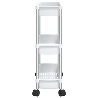 3-Tier Storage Trolley Silver and White Aluminium - Giant Lobelia