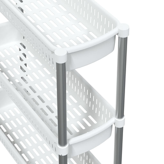 3-Tier Storage Trolley Silver and White Aluminium - Giant Lobelia