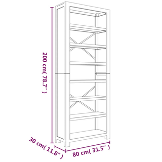 7-Tier Bookcase 80x30x200 cm Solid Wood Acacia - Giant Lobelia