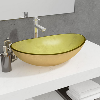 Basin Tempered Glass 54.5x35x15.5 cm Gold - Giant Lobelia