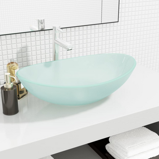 Basin Tempered Glass 54.5x35x15.5 cm Frosted - Giant Lobelia