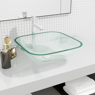 Basin Glass 42x42x14 cm Transparent - Giant Lobelia