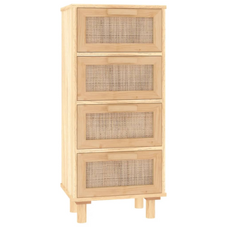 vidaXL Sideboard Brown 40x30x90 cm Solid Wood Pine and Natural Rattan - Giant Lobelia