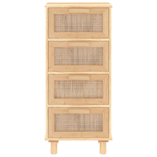 vidaXL Sideboard Brown 40x30x90 cm Solid Wood Pine and Natural Rattan - Giant Lobelia