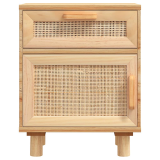 Bedside Cabinets 2 pcs Brown Solid Wood Pine and Natural Rattan - Giant Lobelia