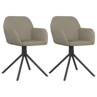 vidaXL Swivel Dining Chairs 2 pcs Light Grey Velvet - Giant Lobelia