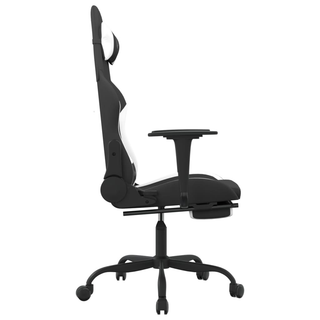 Swivel Gaming Chair with Footrest Black and White Fabric - Giant Lobelia