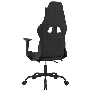 Swivel Gaming Chair with Footrest Black and White Fabric - Giant Lobelia