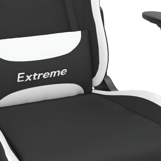 Swivel Gaming Chair with Footrest Black and White Fabric - Giant Lobelia