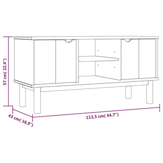 TV Cabinet OTTA 113.5x43x57 cm Solid Wood Pine - Giant Lobelia