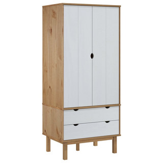 vidaXL Wardrobe OTTA Brown and White 76.5x53x172 cm Solid Wood Pine - Giant Lobelia