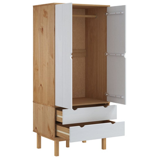 vidaXL Wardrobe OTTA Brown and White 76.5x53x172 cm Solid Wood Pine - Giant Lobelia