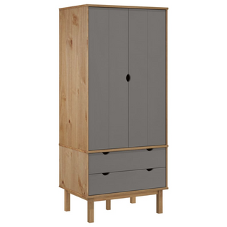 vidaXL Wardrobe OTTA Brown and Grey 76.5x53x172 cm Solid Wood Pine - Giant Lobelia