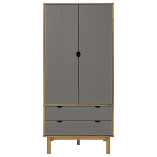 vidaXL Wardrobe OTTA Brown and Grey 76.5x53x172 cm Solid Wood Pine - Giant Lobelia