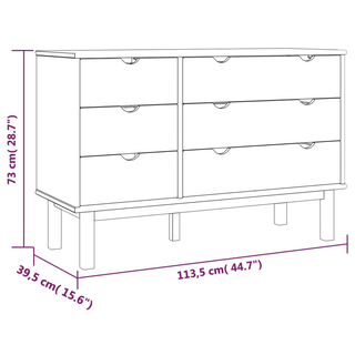 vidaXL Drawer Cabinet OTTA Brown&Grey 111x43x73.5cm Solid Wood Pine - Giant Lobelia