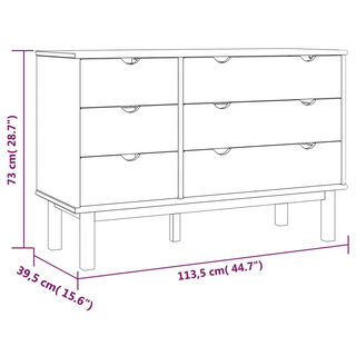 vidaXL Drawer Cabinet OTTA 111x42x73.5cm Solid Wood Pine - Giant Lobelia