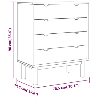 vidaXL Drawer Cabinet OTTA 76.5x39.5x90cm Solid Wood Pine - Giant Lobelia