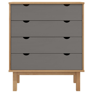 Drawer Cabinet OTTA Brown&Grey 76.5x39.5x90cm Solid Wood Pine - Giant Lobelia