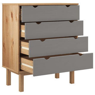 Drawer Cabinet OTTA Brown&Grey 76.5x39.5x90cm Solid Wood Pine - Giant Lobelia