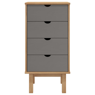 Drawer Cabinet OTTA Brown&Grey 46x39.5x90cm Solid Wood Pine - Giant Lobelia