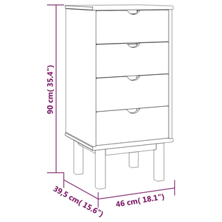 Drawer Cabinet OTTA Brown&Grey 46x39.5x90cm Solid Wood Pine - Giant Lobelia