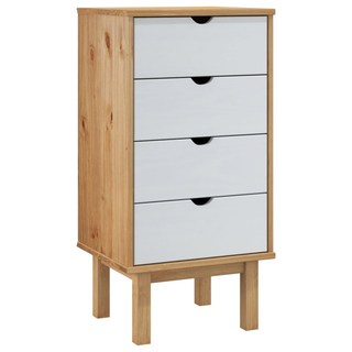 vidaXL Drawer Cabinet OTTA Brown&White 46x39.5x90cm Solid Wood Pine - Giant Lobelia