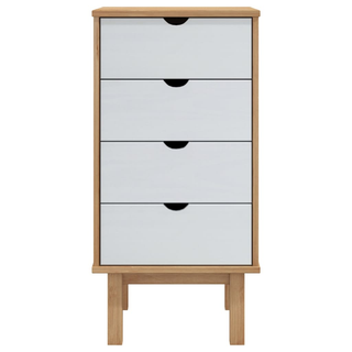 vidaXL Drawer Cabinet OTTA Brown&White 46x39.5x90cm Solid Wood Pine - Giant Lobelia