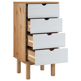 vidaXL Drawer Cabinet OTTA Brown&White 46x39.5x90cm Solid Wood Pine - Giant Lobelia