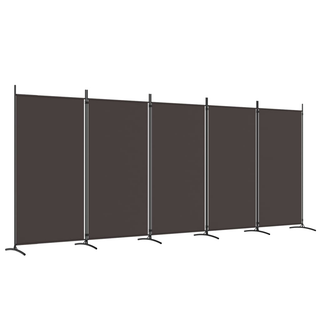 5-Panel Room Divider Brown 433x180 cm Fabric - Giant Lobelia