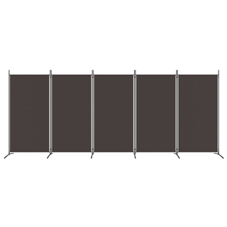 5-Panel Room Divider Brown 433x180 cm Fabric - Giant Lobelia