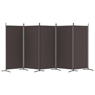 5-Panel Room Divider Brown 433x180 cm Fabric - Giant Lobelia