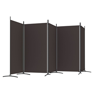 5-Panel Room Divider Brown 433x180 cm Fabric - Giant Lobelia