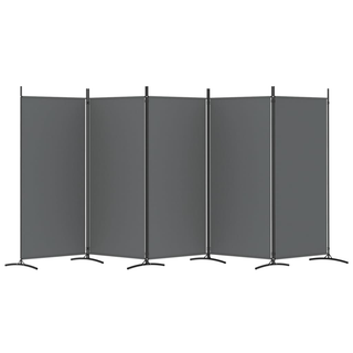 5-Panel Room Divider Anthracite 433x180 cm Fabric - Giant Lobelia