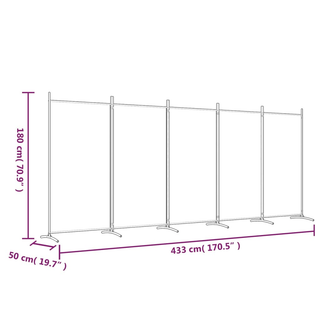 5-Panel Room Divider Anthracite 433x180 cm Fabric - Giant Lobelia