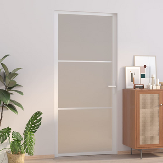 vidaXL Interior Door 93x201.5 cm White Matt Glass and Aluminium - Giant Lobelia