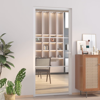 vidaXL Interior Door 93x201.5 cm White ESG Glass and Aluminium - Giant Lobelia