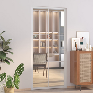 vidaXL Interior Door 93x201.5 cm White ESG Glass and Aluminium - Giant Lobelia