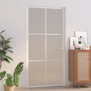 vidaXL Interior Door 102.5x201.5 cm White Matt Glass and Aluminium - Giant Lobelia