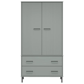 Wardrobe with Metal Legs Grey 90x55x172.5 cm Solid Wood OSLO - Giant Lobelia