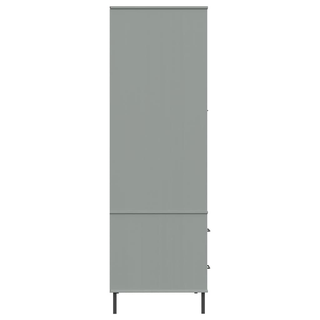 Wardrobe with Metal Legs Grey 90x55x172.5 cm Solid Wood OSLO - Giant Lobelia