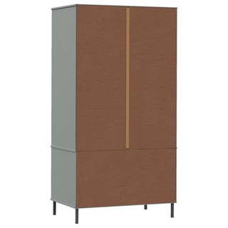 Wardrobe with Metal Legs Grey 90x55x172.5 cm Solid Wood OSLO - Giant Lobelia