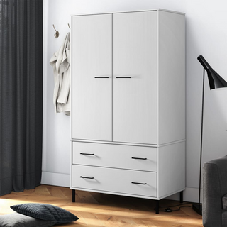 vidaXL Wardrobe with Metal Legs White 90x55x172.5 cm Solid Wood OSLO - Giant Lobelia