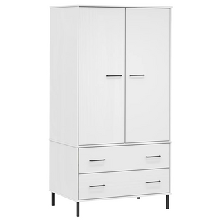 vidaXL Wardrobe with Metal Legs White 90x55x172.5 cm Solid Wood OSLO - Giant Lobelia