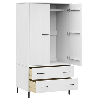 vidaXL Wardrobe with Metal Legs White 90x55x172.5 cm Solid Wood OSLO - Giant Lobelia