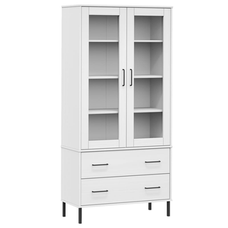 Bookcase with Metal Legs White 85x35x172.5 cm Solid Wood OSLO - Giant Lobelia