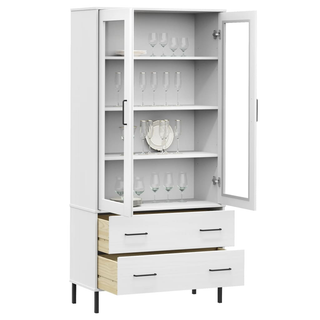 Bookcase with Metal Legs White 85x35x172.5 cm Solid Wood OSLO - Giant Lobelia