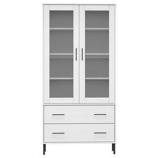 Bookcase with Metal Legs White 85x35x172.5 cm Solid Wood OSLO - Giant Lobelia