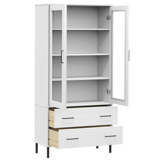 Bookcase with Metal Legs White 85x35x172.5 cm Solid Wood OSLO - Giant Lobelia