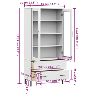 Bookcase with Metal Legs White 85x35x172.5 cm Solid Wood OSLO - Giant Lobelia