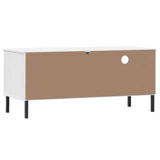 vidaXL TV Cabinet with Metal Legs White Solid Wood Pine OSLO - GIANT LOBELIA